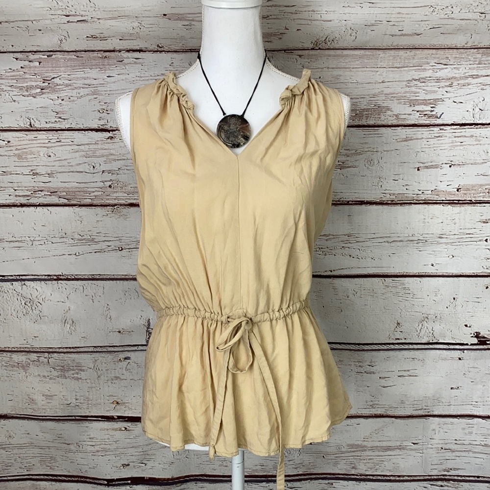 Mossimo Ruffle Drawstring Utility Peplum Blouse M
